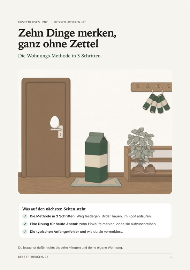 Titelseite des PDF „Zehn Dinge merken, ganz ohne Zettel“